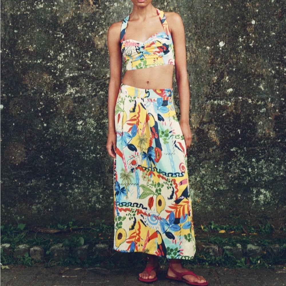 ZARA Colorful Floral Skirt